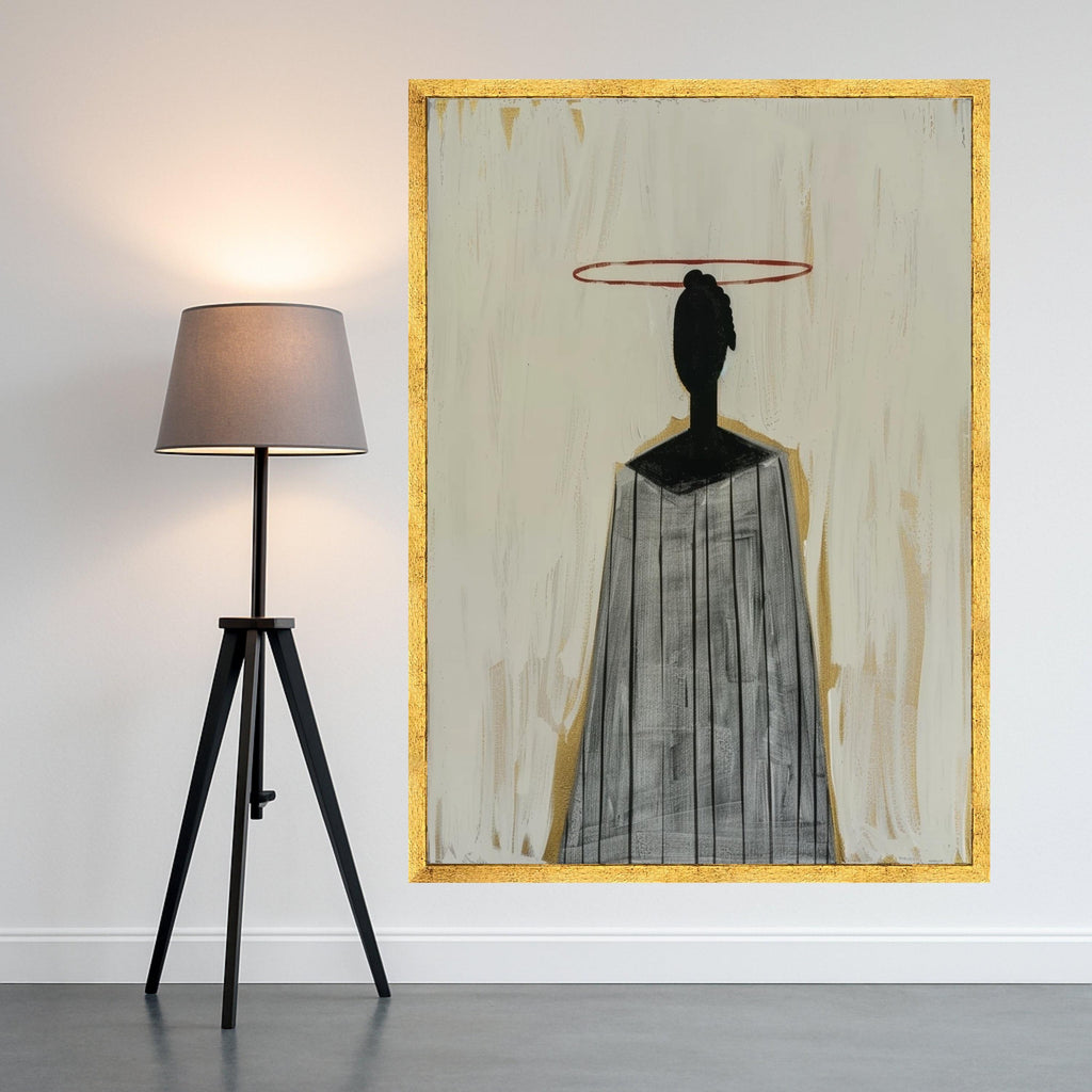 Minimalist Figure Canvas, Striped Outfit Wall Art, Modern Abstract Canvas, Large Size Decoration Ready To Hang,