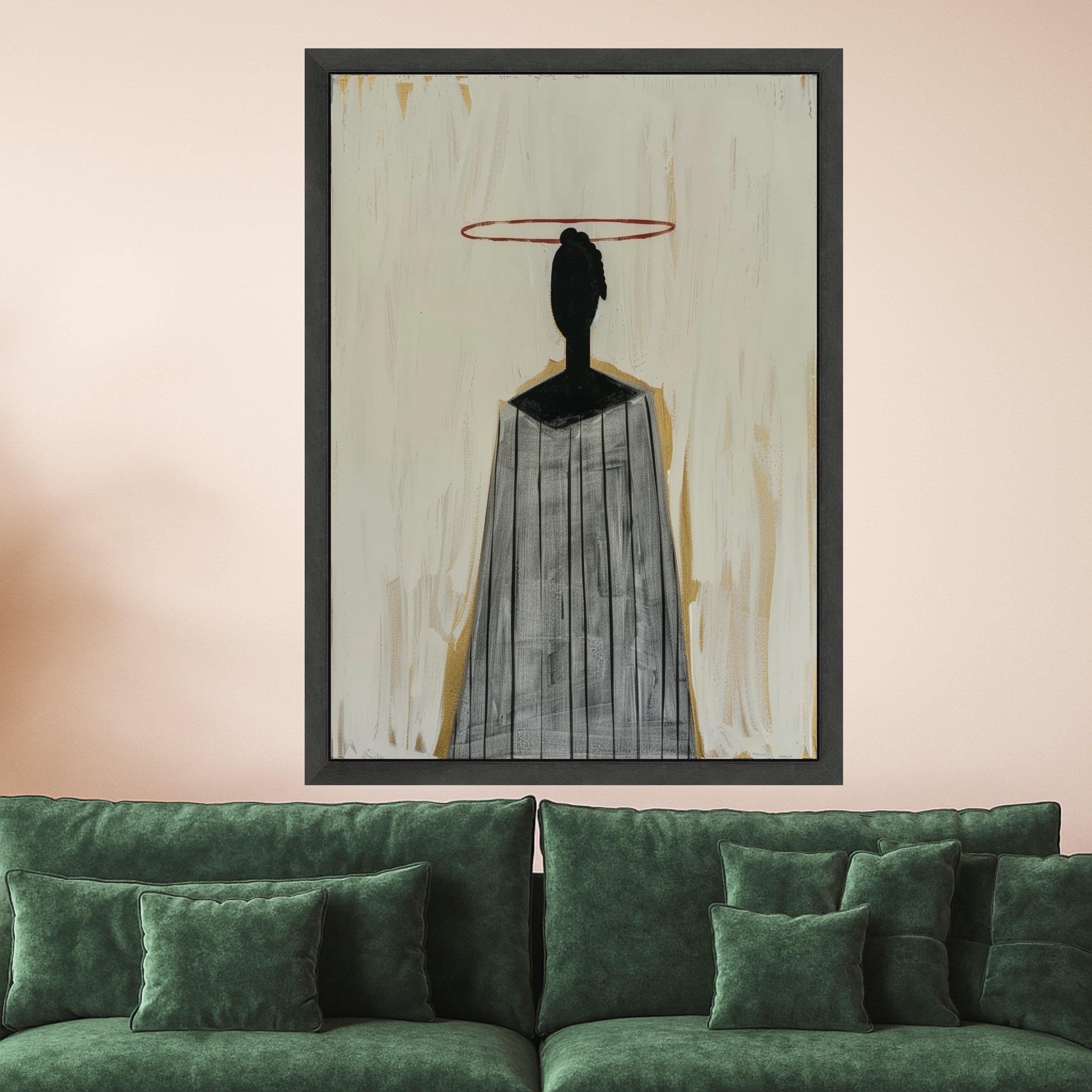 Minimalist Figure Canvas, Striped Outfit Wall Art, Modern Abstract Canvas, Large Size Decoration Ready To Hang,