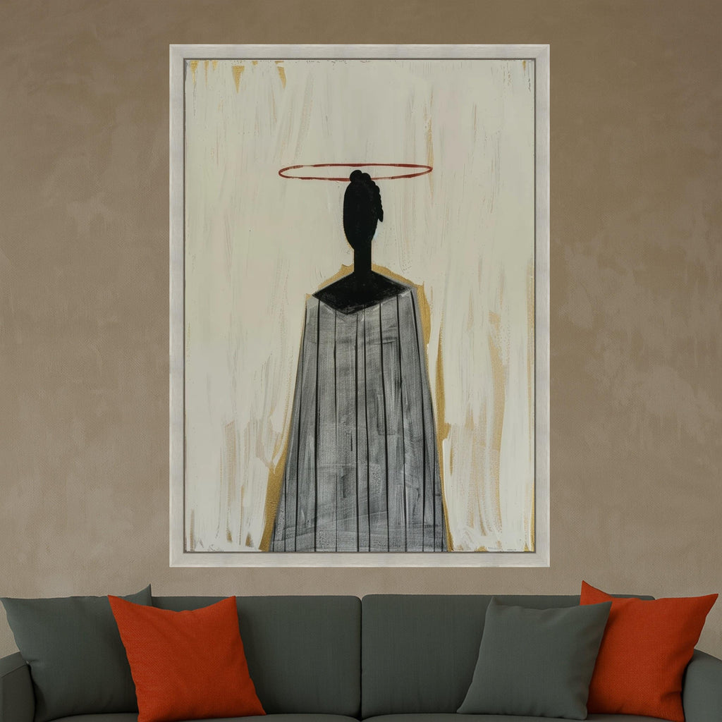 Minimalist Figure Canvas, Striped Outfit Wall Art, Modern Abstract Canvas, Large Size Decoration Ready To Hang,