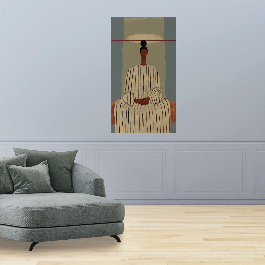 Minimalist Figure Canvas, Striped Outfit Wall Art, Modern Abstract Canvas, Contemporary Home Decor Ready To Hang,
