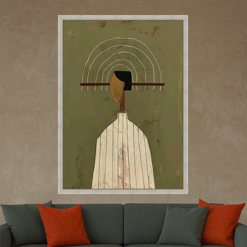 Minimalist Striped Outfit, Abstract Figure Canvas, Modern Wall Art, Large Decorative Artwork, Contemporary Home Decor Ready To Hang,