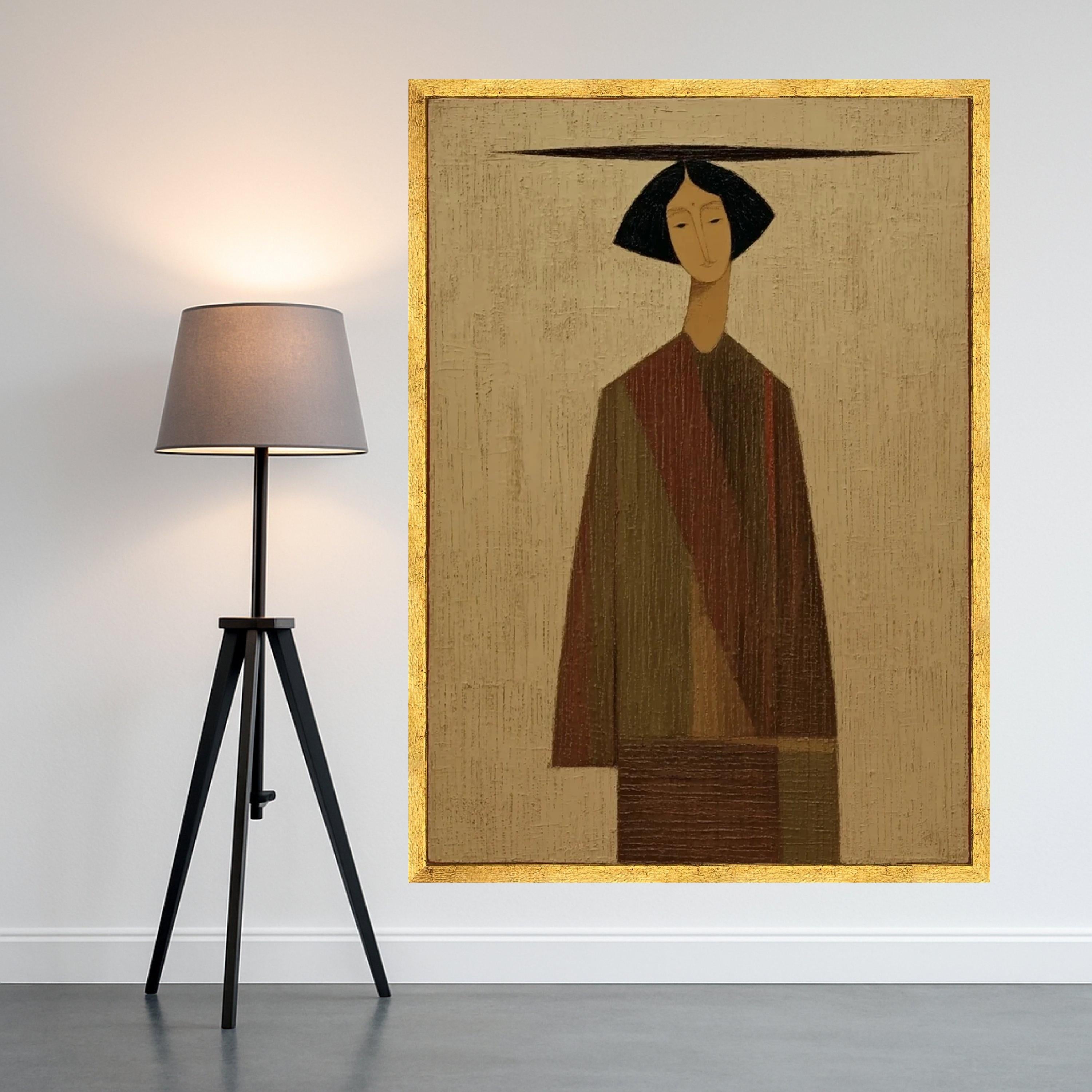 Minimalist Striped Figure Canvas, Modern Abstract Wall Art, Geometric Home Decor, Ready to Hang Painting Ready To Hang,