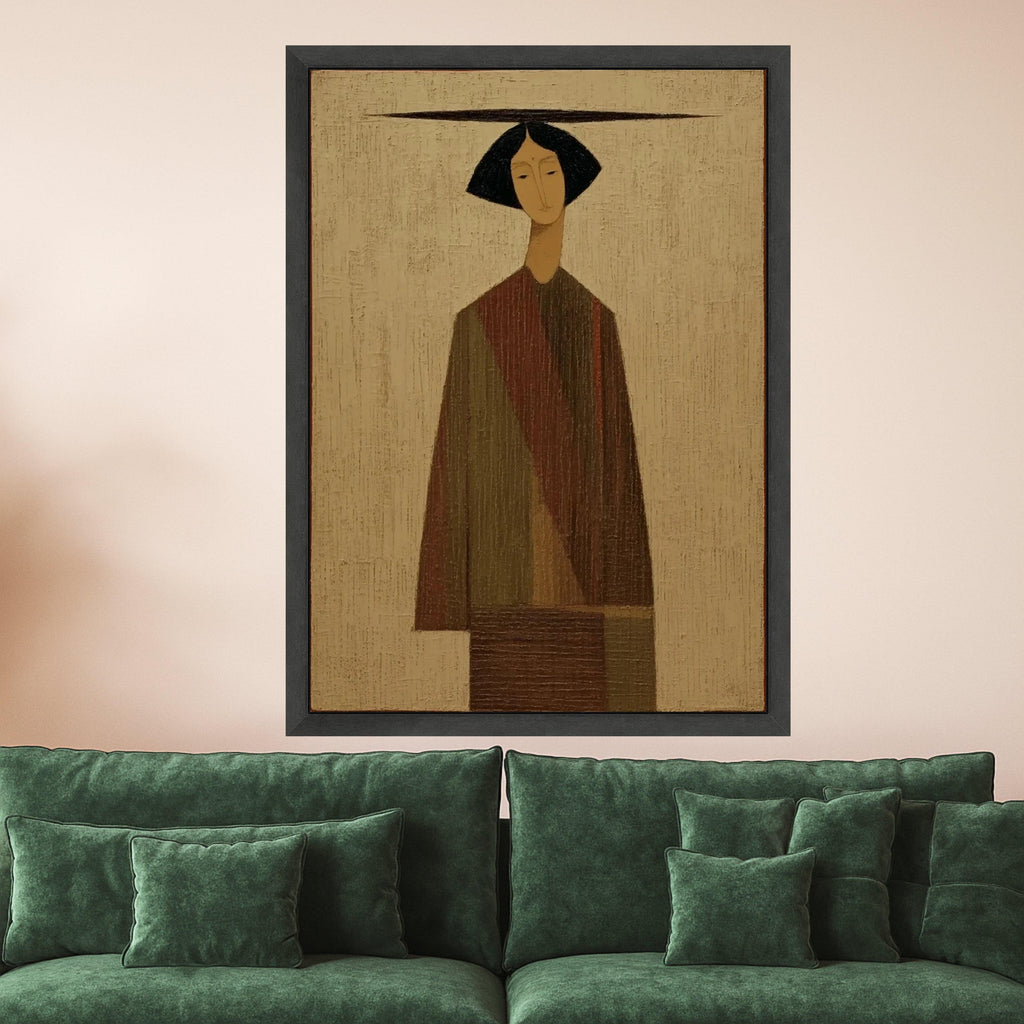 Minimalist Striped Figure Canvas, Modern Abstract Wall Art, Geometric Home Decor, Ready to Hang Painting Ready To Hang,