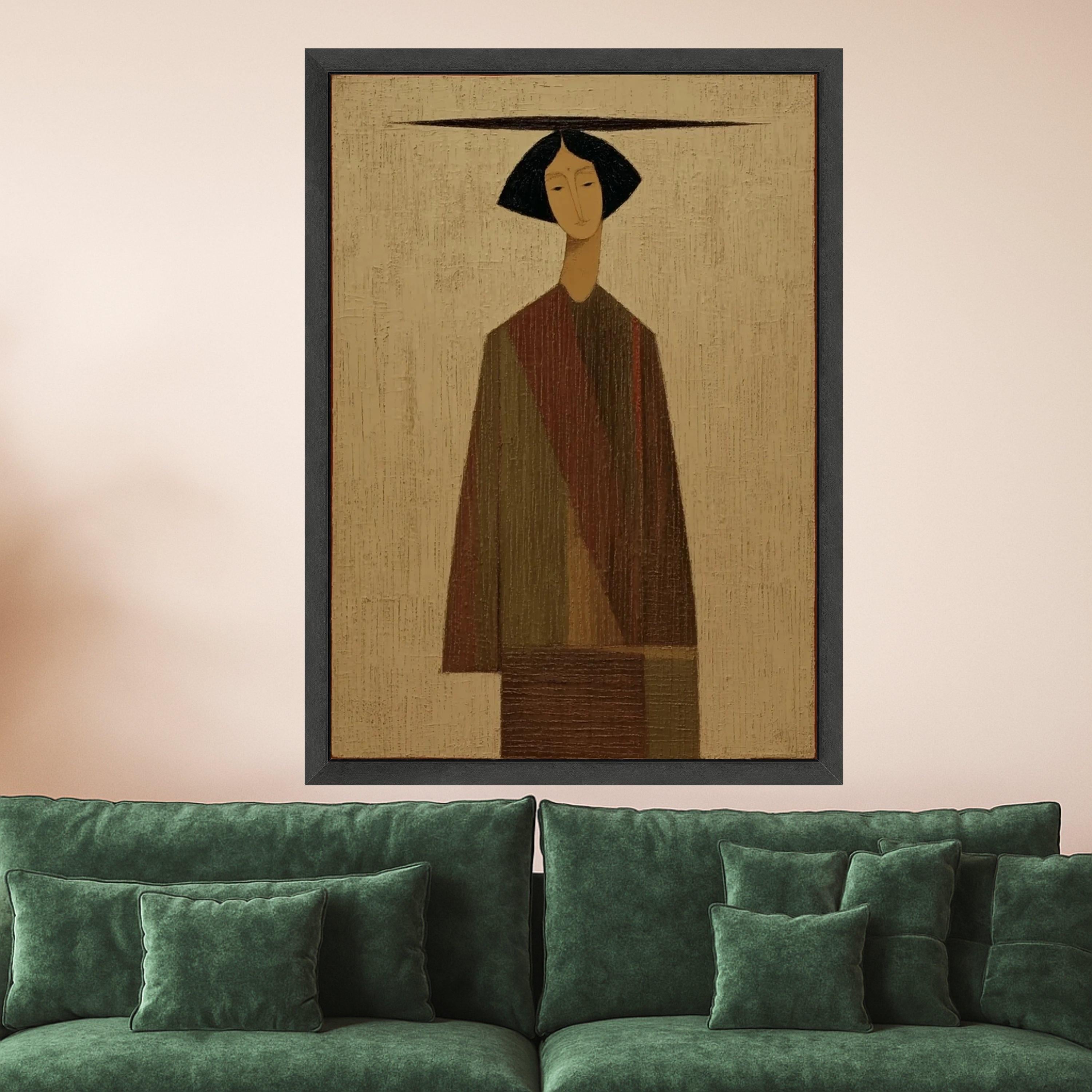 Minimalist Striped Figure Canvas, Modern Abstract Wall Art, Geometric Home Decor, Ready to Hang Painting Ready To Hang,
