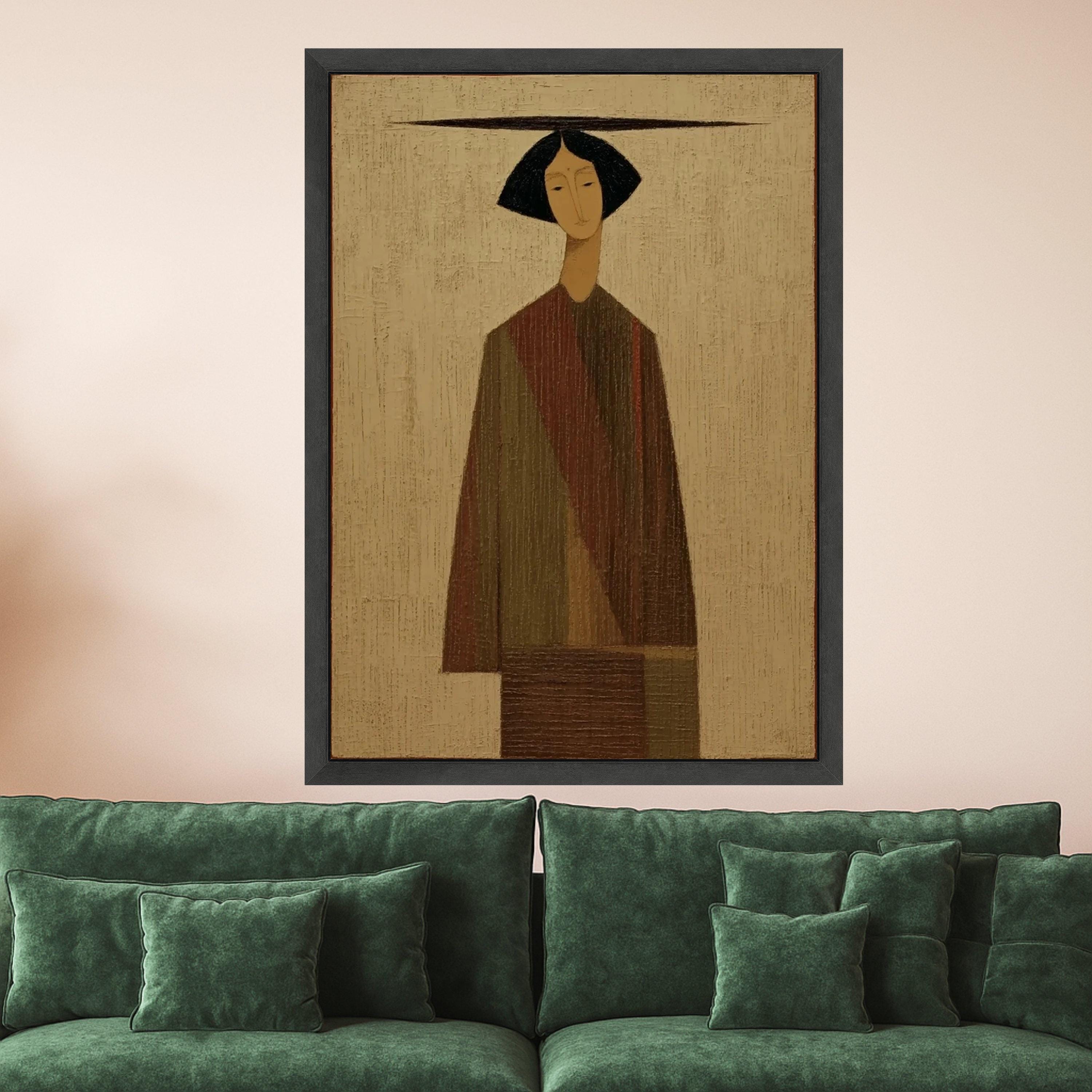 Minimalist Striped Figure Canvas, Modern Abstract Wall Art, Geometric Home Decor, Ready to Hang Painting Ready To Hang,