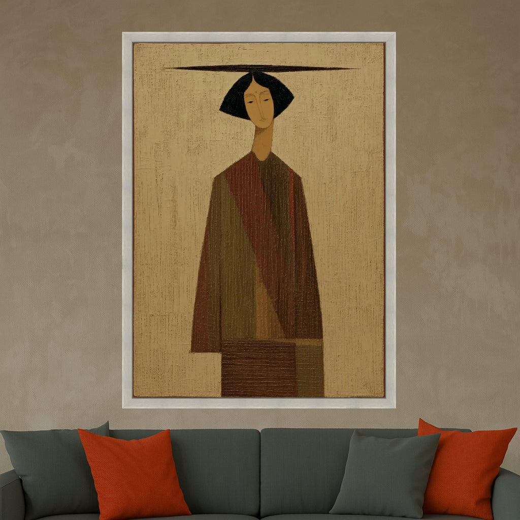 Minimalist Striped Figure Canvas, Modern Abstract Wall Art, Geometric Home Decor, Ready to Hang Painting Ready To Hang,
