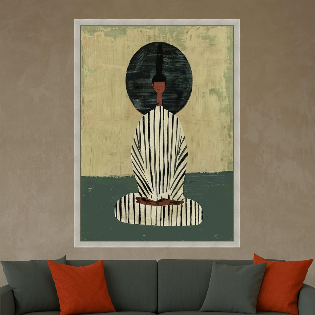 Minimalist Figure Canvas, Striped Outfit Art, Contemporary Wall Decor, Abstract Modern Canvas Ready To Hang,