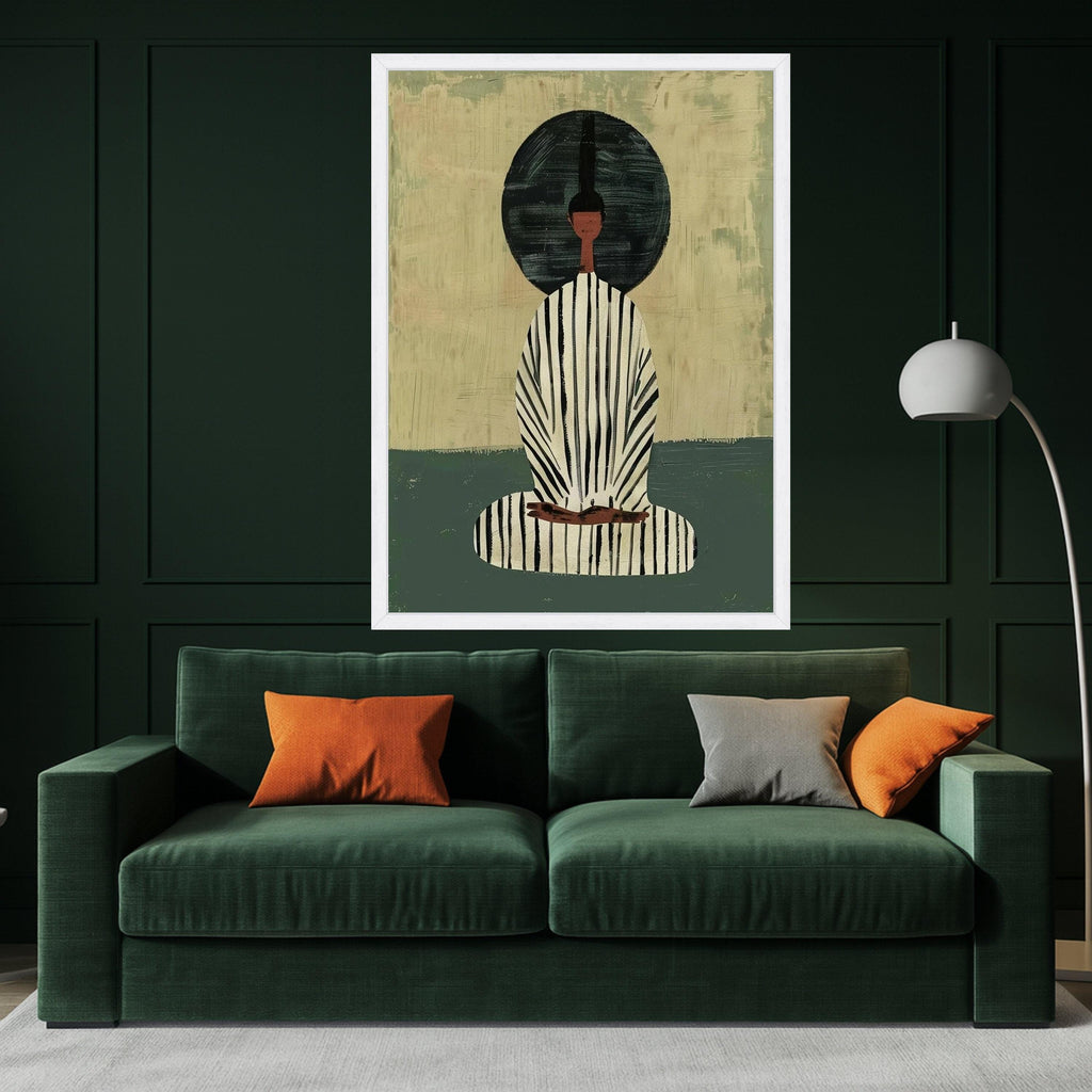 Minimalist Figure Canvas, Striped Outfit Art, Contemporary Wall Decor, Abstract Modern Canvas Ready To Hang,