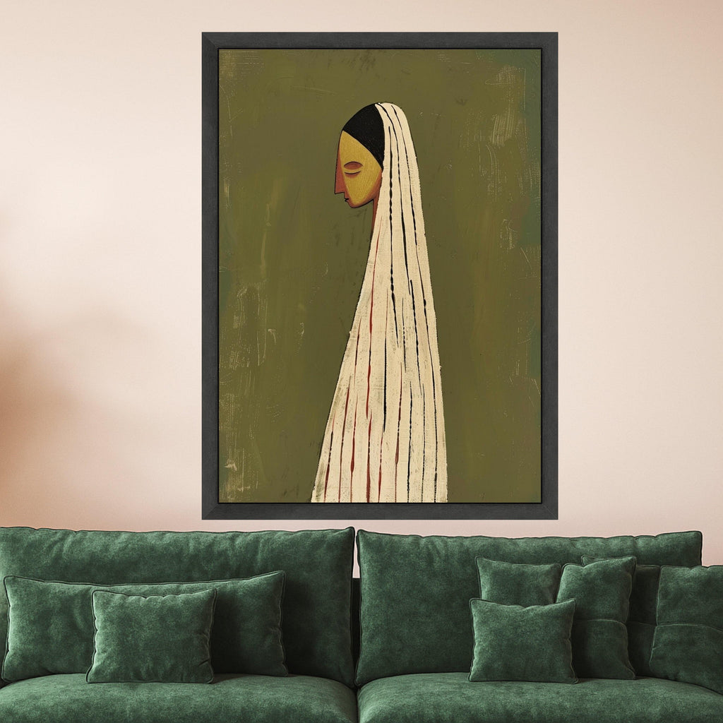 Minimalist Figure Canvas, Striped Outfit, Modern Wall Art, Elegant Home Decor Ready To Hang,