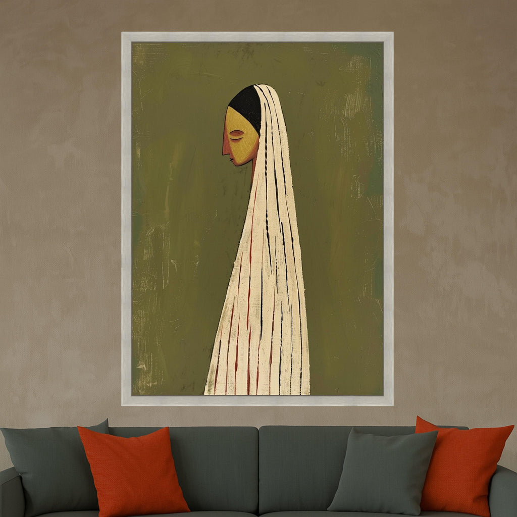 Minimalist Figure Canvas, Striped Outfit, Modern Wall Art, Elegant Home Decor Ready To Hang,
