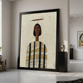 Minimalist Figure Canvas, Striped Outfit Art, Modern Abstract Wall Art, Home Decor Canvas Ready To Hang,
