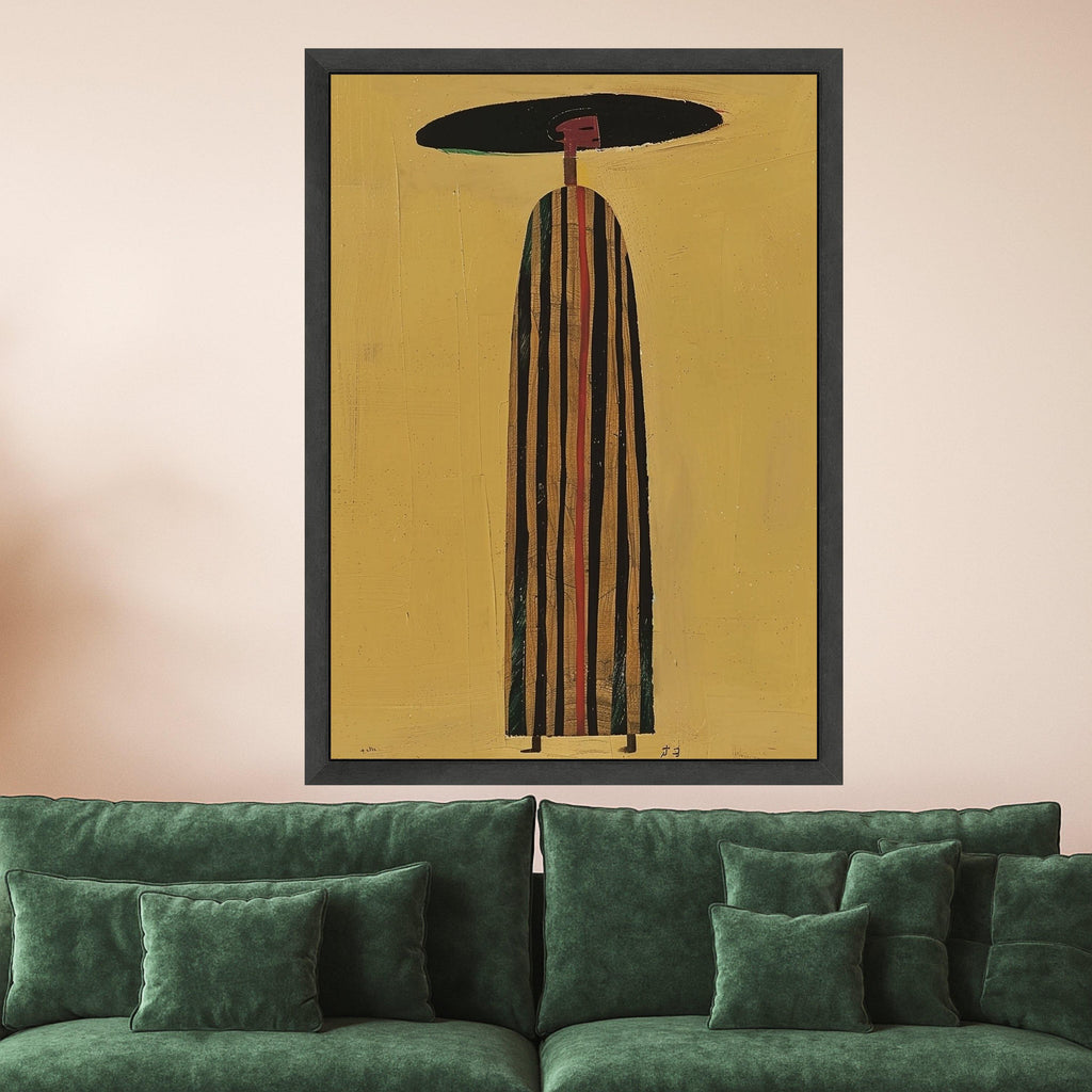 Minimalist Figure Canvas, Striped Outfit Wall Art, Abstract Modern Design, Large Canvas Decoration Ready To Hang,