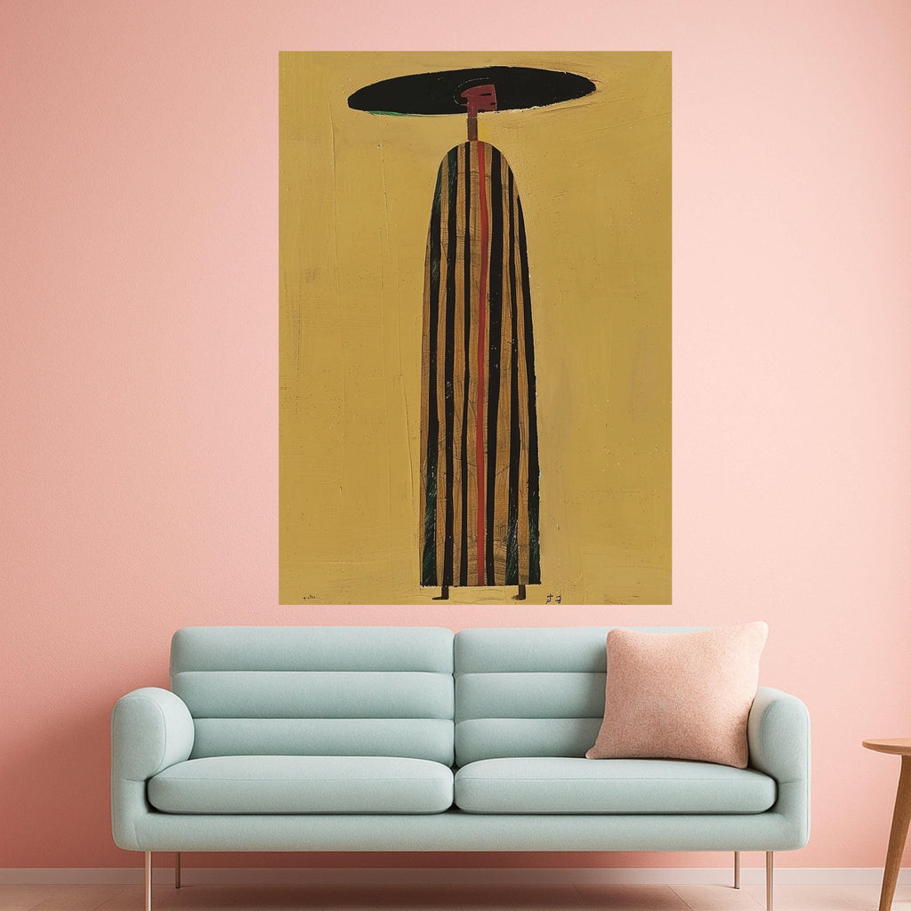 Minimalist Figure Canvas, Striped Outfit Wall Art, Abstract Modern Design, Large Canvas Decoration Ready To Hang,