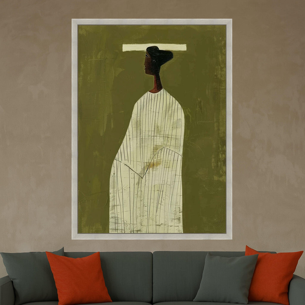 Minimalist Figure Canvas, Striped Outfit Wall Art, Modern Abstract Canvas, Large Size Home Decor Ready To Hang,