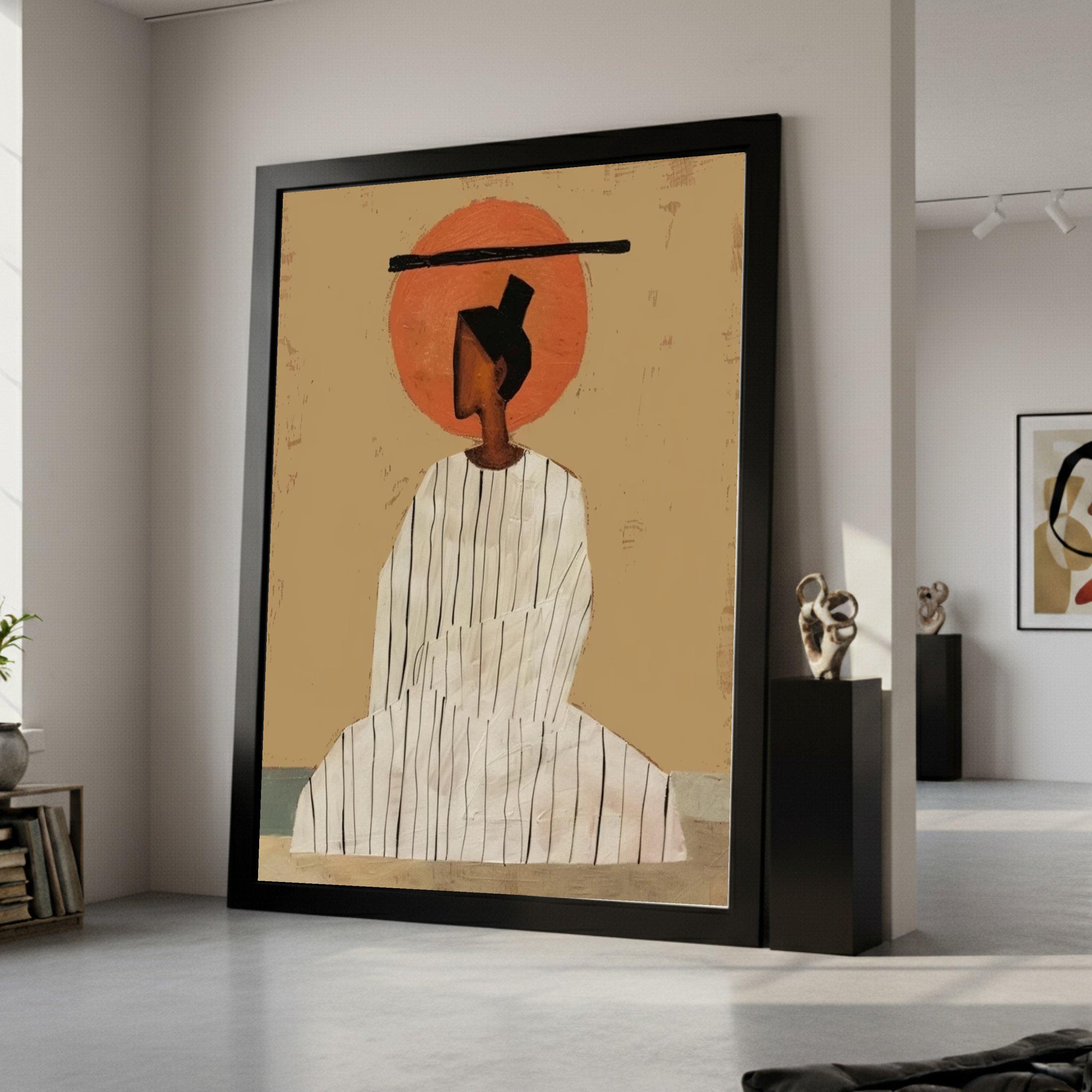 Minimalist Figure Canvas, Striped Outfit Wall Art, Modern Abstract Decoration Ready To Hang,
