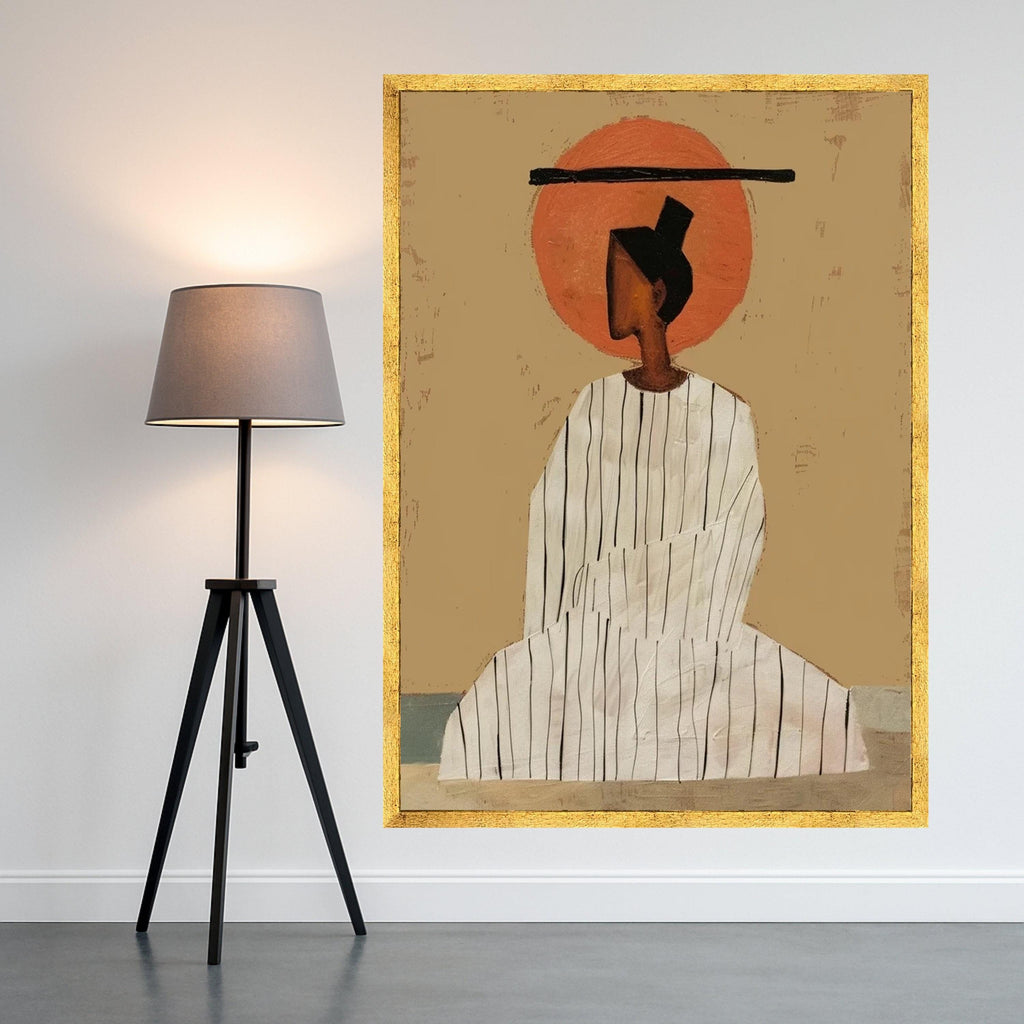 Minimalist Figure Canvas, Striped Outfit Wall Art, Modern Abstract Decoration Ready To Hang,