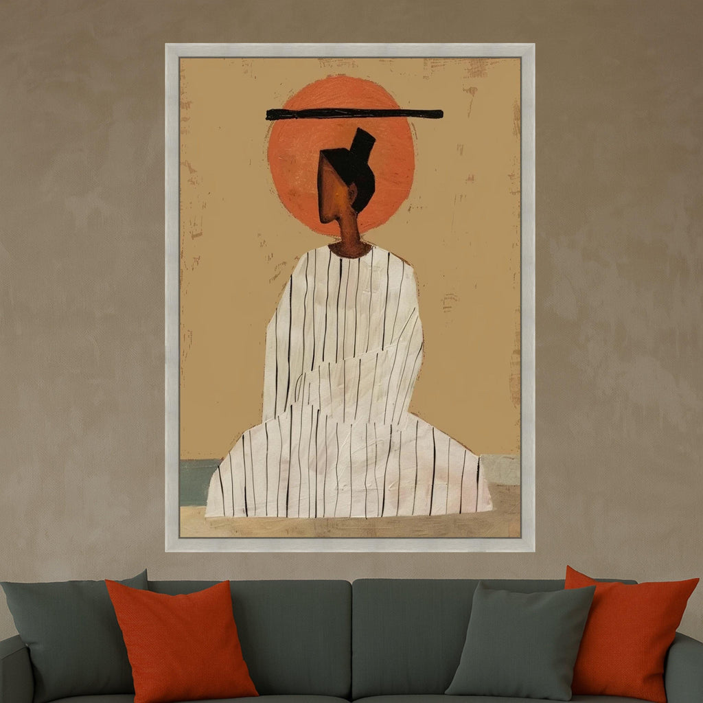 Minimalist Figure Canvas, Striped Outfit Wall Art, Modern Abstract Decoration Ready To Hang,