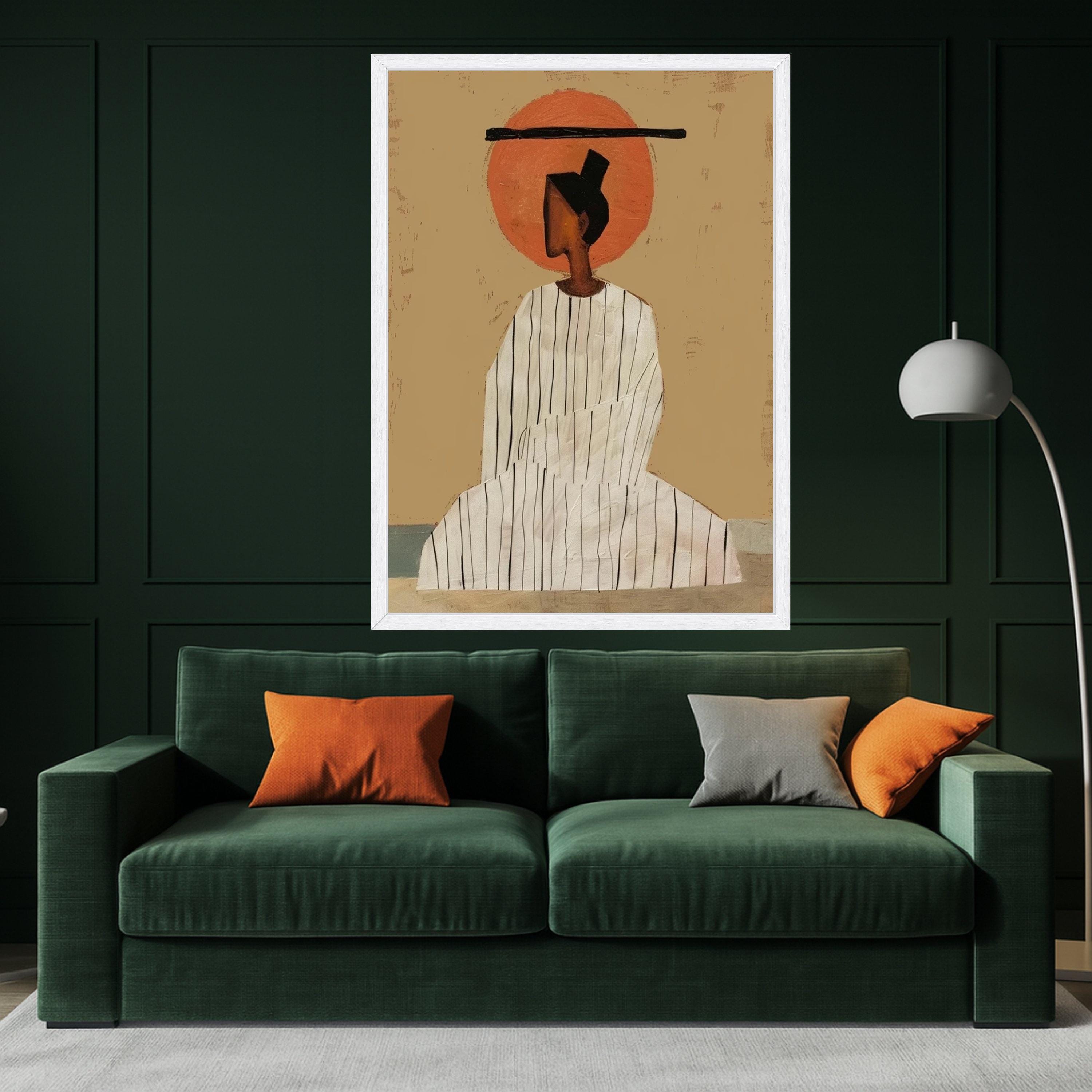 Minimalist Figure Canvas, Striped Outfit Wall Art, Modern Abstract Decoration Ready To Hang,