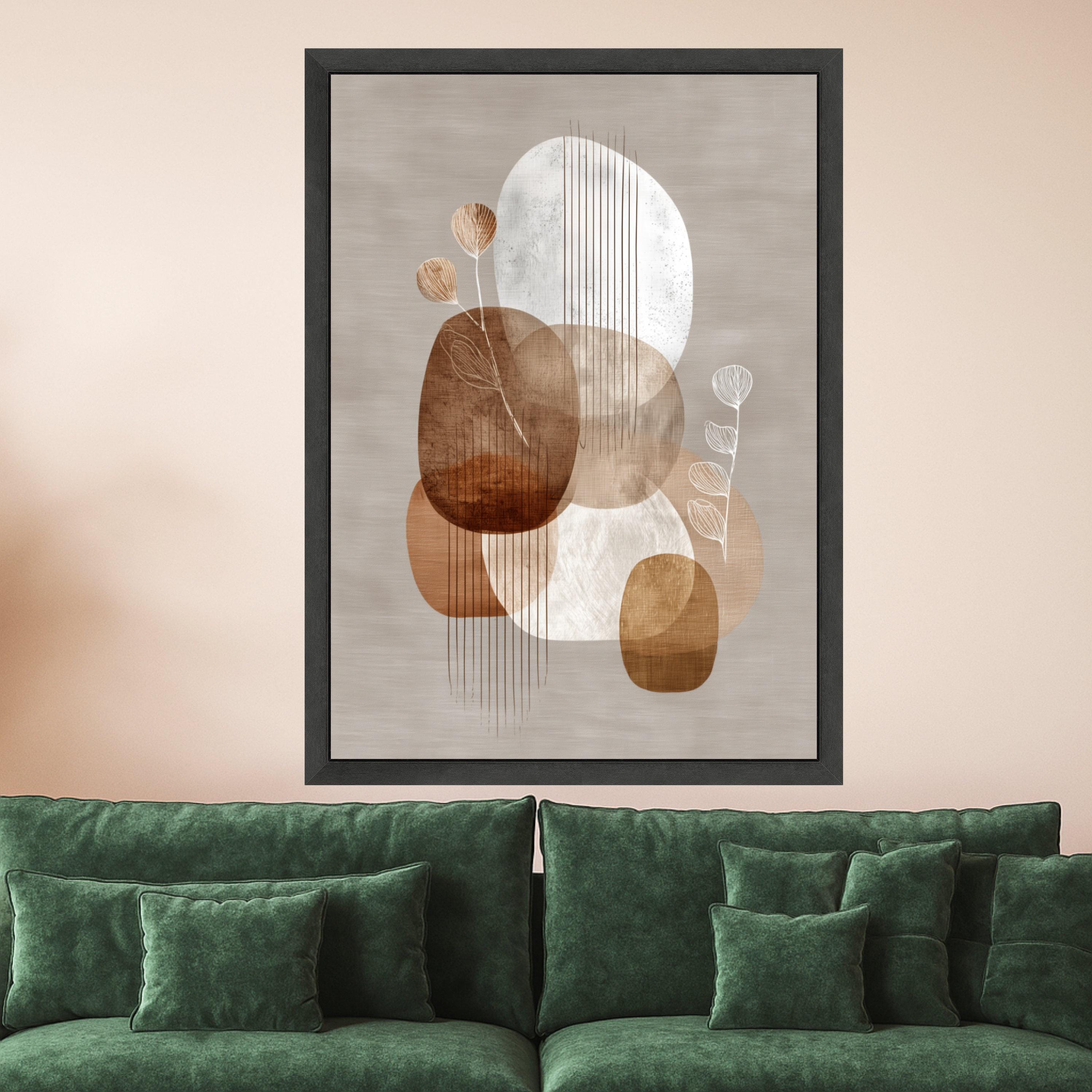 Beige Abstract Shapes Canvas Wall Art, Modern Neutral Tones, Organic Forms and Line Art, Minimalist Home Decoration, Contemporary Canvas