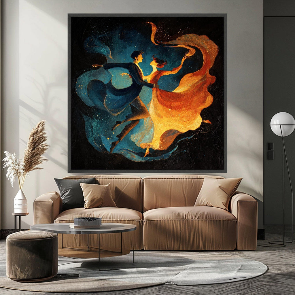 Elegant Dancing Couple Canvas Wall Art, Romantic Ballroom Dance Painting, Abstract Motion Art, Couples Dance Home Decor, Ready To Hang,