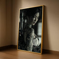Large Framed Japanese Tattoo, Samurai Sword Canvas, Dark Portrait Art, Asian Woman Print, Modern Wall Decoration Ready To Hang,