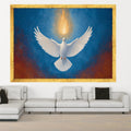 White Dove with Radiant Flame Canvas, Spiritual Wall Art, Symbol of Peace and Hope, Holy Spirit Inspired, Religious Home Decor