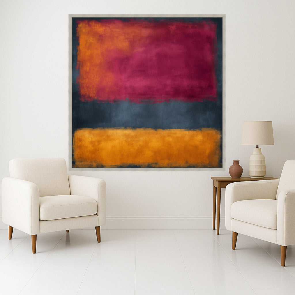 Mark Rothko Abstract Wall Art, Modern Minimalist Painting, Deep Red and Orange Rectangles, Contemporary Home Decor, Ready to Hang