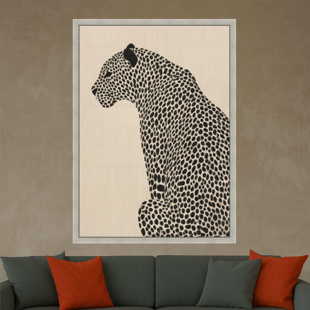 Elegant Spotted Cheetah Canvas, Black and White Animal Wall Art, Minimalist Wildlife Decor, Safari Animal Canvas Print, Modern Home