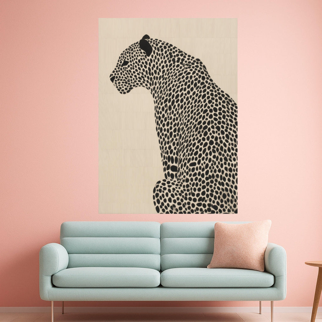 Elegant Spotted Cheetah Canvas, Black and White Animal Wall Art, Minimalist Wildlife Decor, Safari Animal Canvas Print, Modern Home