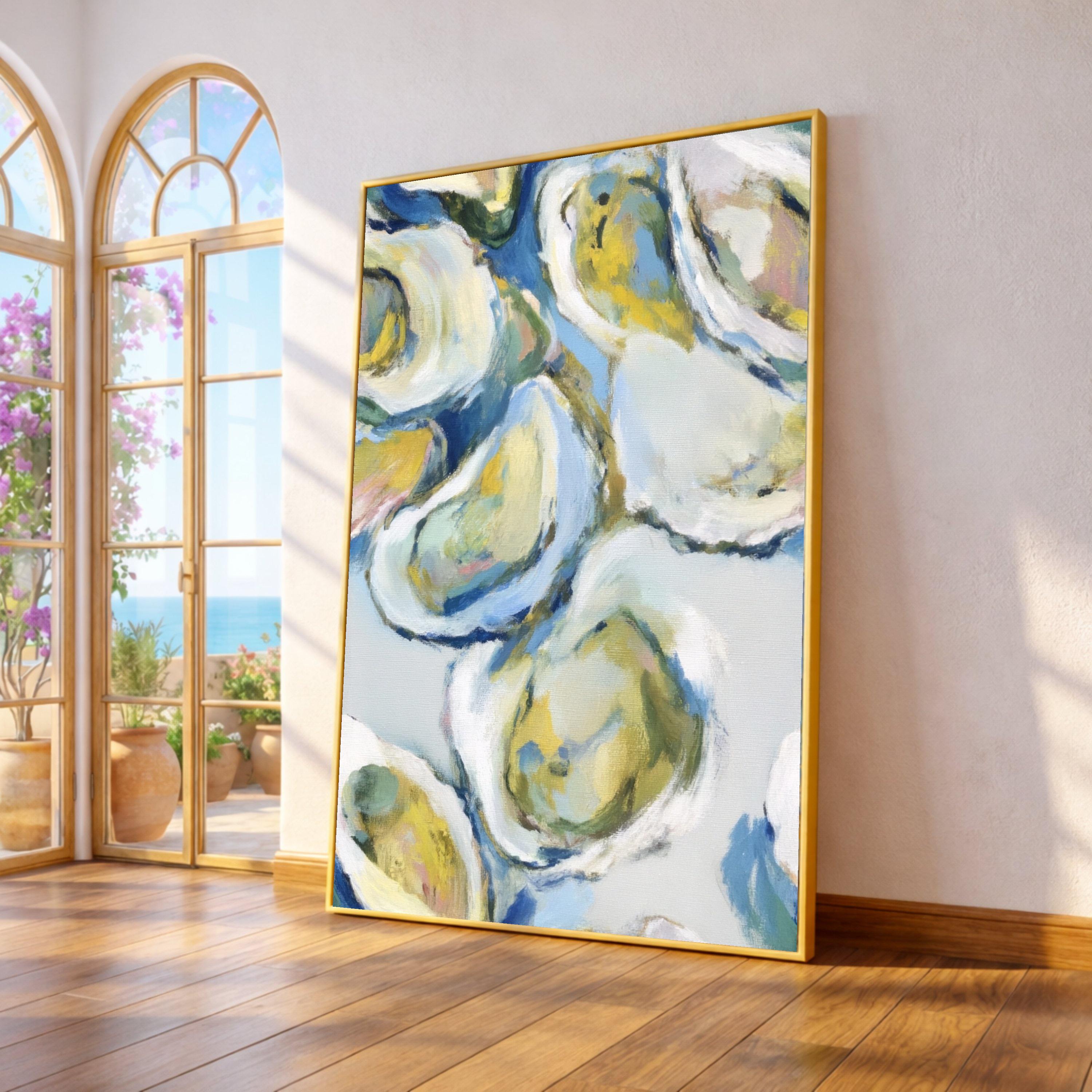 Abstract Oyster Art Canvas, Oyster Shell Wall Art, Coastal Oyster Print, Nautical Oyster Decor, Seaside Canvas Decoration
