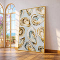 Elegant Oyster Shell Art Canvas, Coastal Oyster Print Wall Art, Oyster Decor Painting, Nautical Oyster Shell Wall Art, Ready to Hang Canvas
