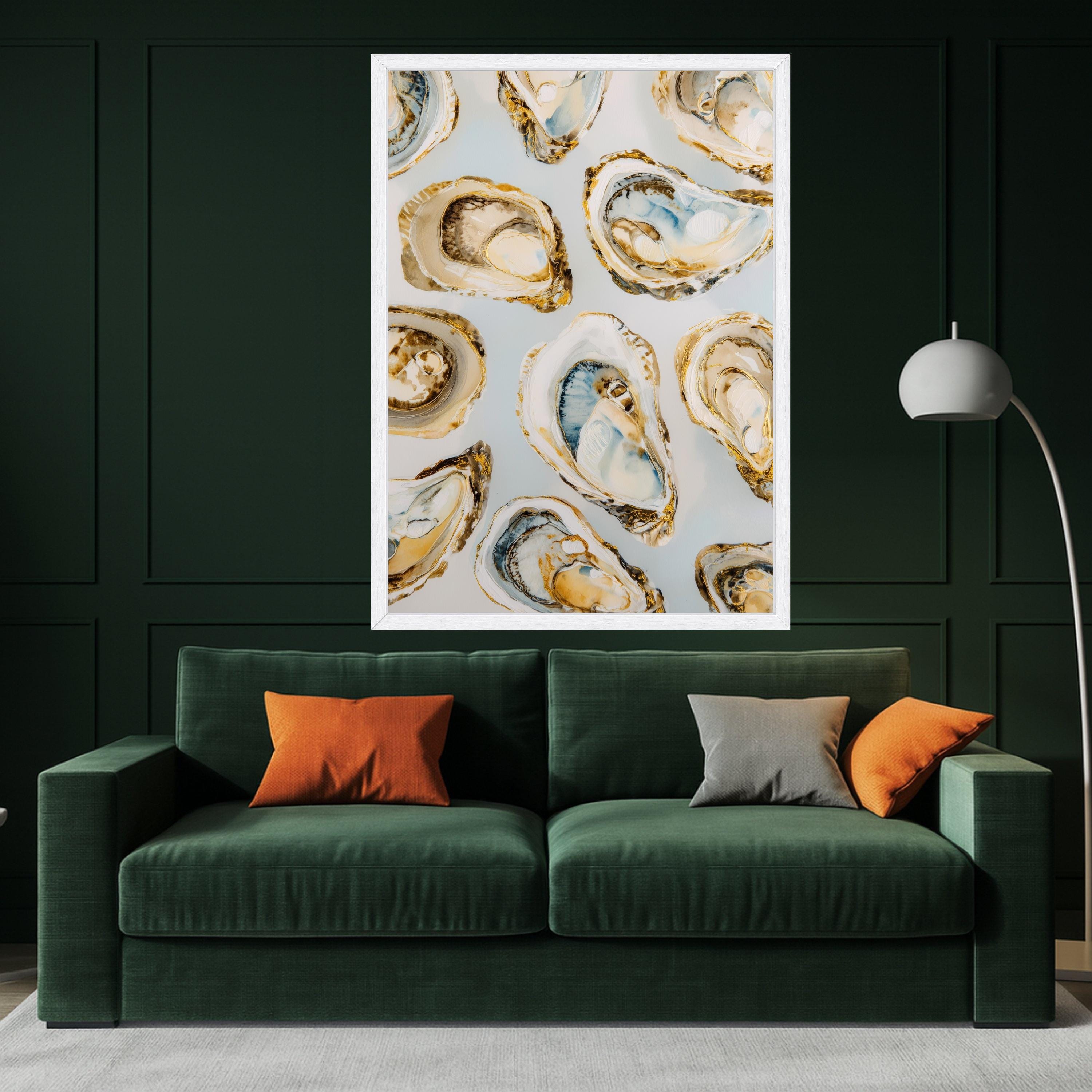 Elegant Oyster Shell Art Canvas, Coastal Oyster Print Wall Art, Oyster Decor Painting, Nautical Oyster Shell Wall Art, Ready to Hang Canvas