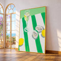Fresh Oyster Shell Art Canvas, Lemon and Wine Glass Painting, Oyster Print Wall Art, Coastal Oyster Decor, Oyster Shell Wall Art Canvas