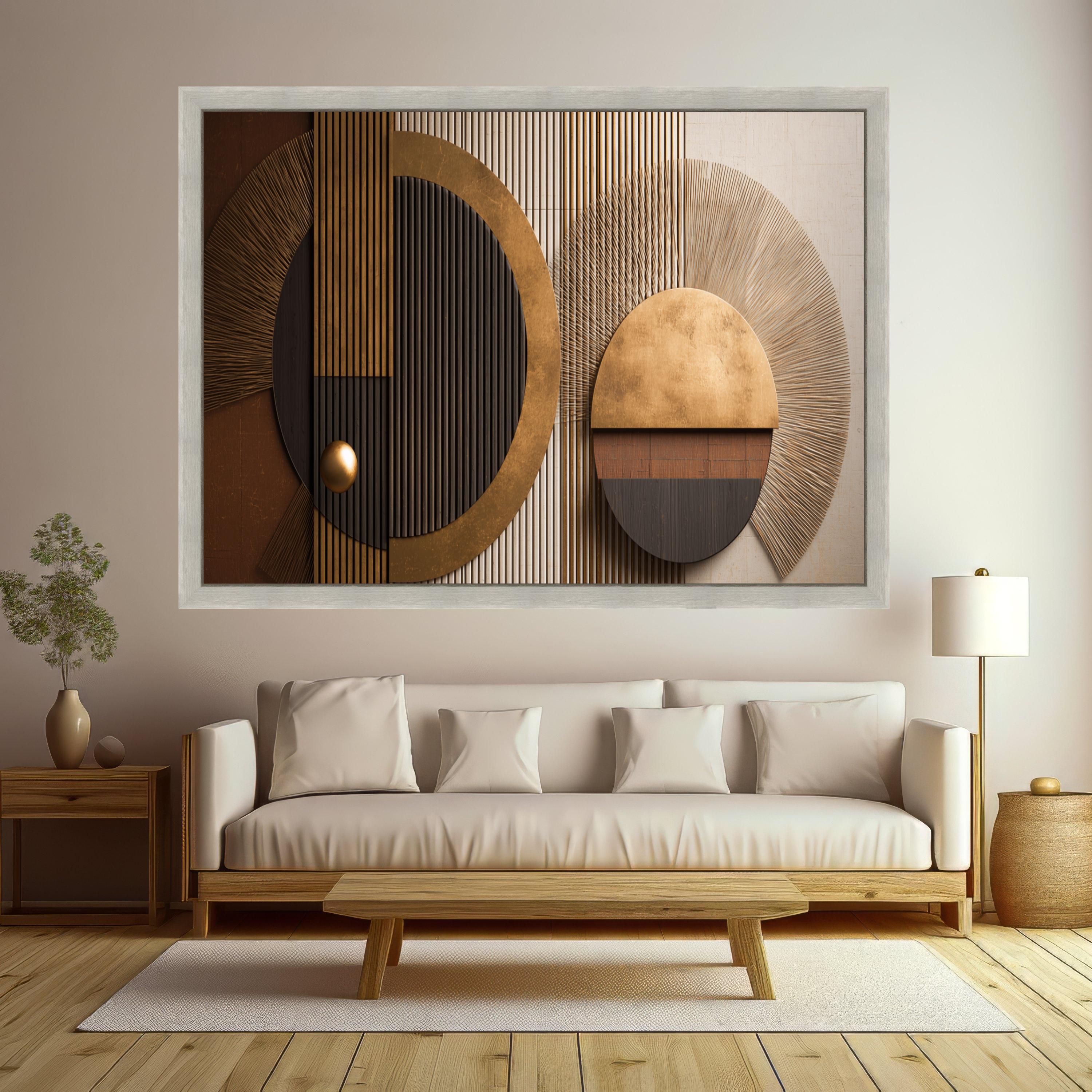 Modern Geometric Circles Canvas, Metallic Gold and Black Abstract Wall Art, Home Decor, Contemporary Canvas Design, Ready to Hang