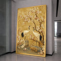 Elegant Crane Birds with Cherry Blossoms Canvas, Asian Style Nature Wall Art, Floral and Wildlife Canvas Decor, Serene Landscape Painting
