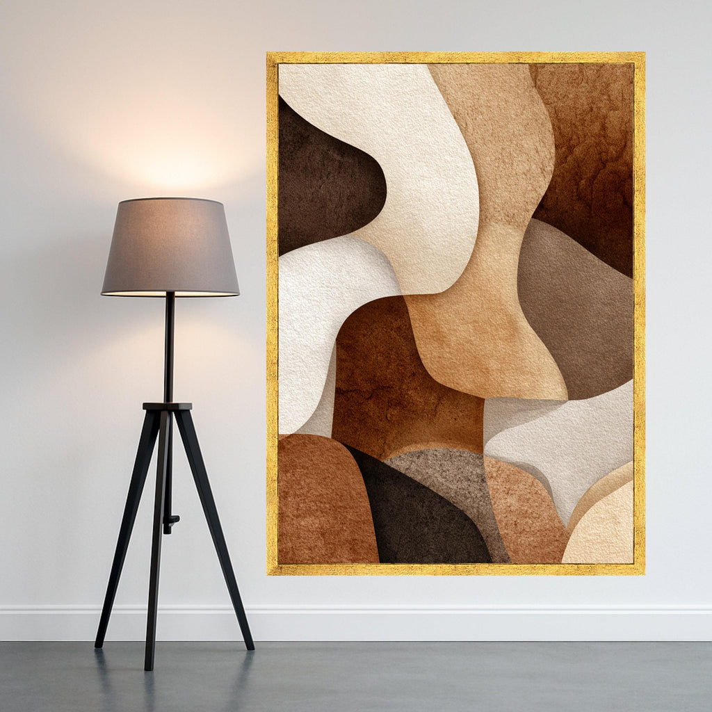 Beige Abstract Shapes Canvas Wall Art, Modern Organic Forms, Neutral Tones Canvas, Contemporary Home Decor, Wall Art Design