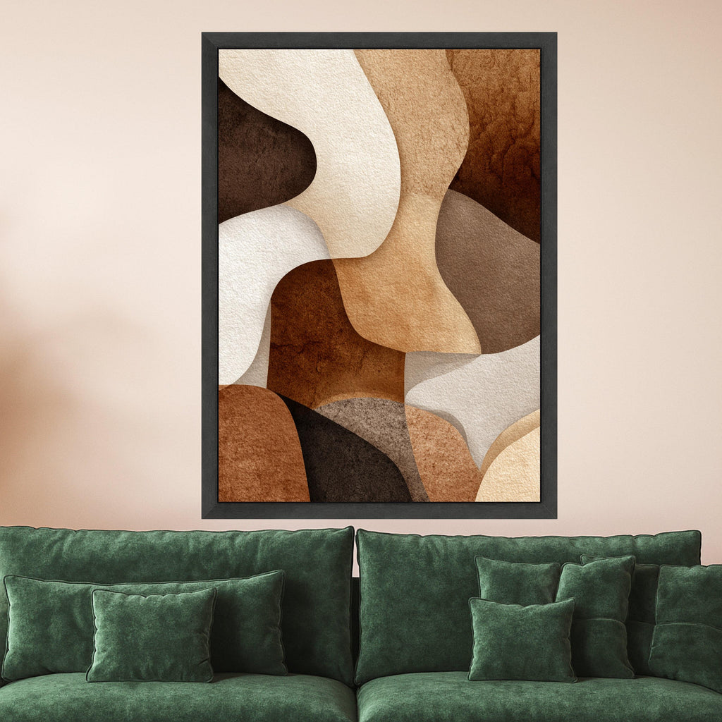Beige Abstract Shapes Canvas Wall Art, Modern Organic Forms, Neutral Tones Canvas, Contemporary Home Decor, Wall Art Design