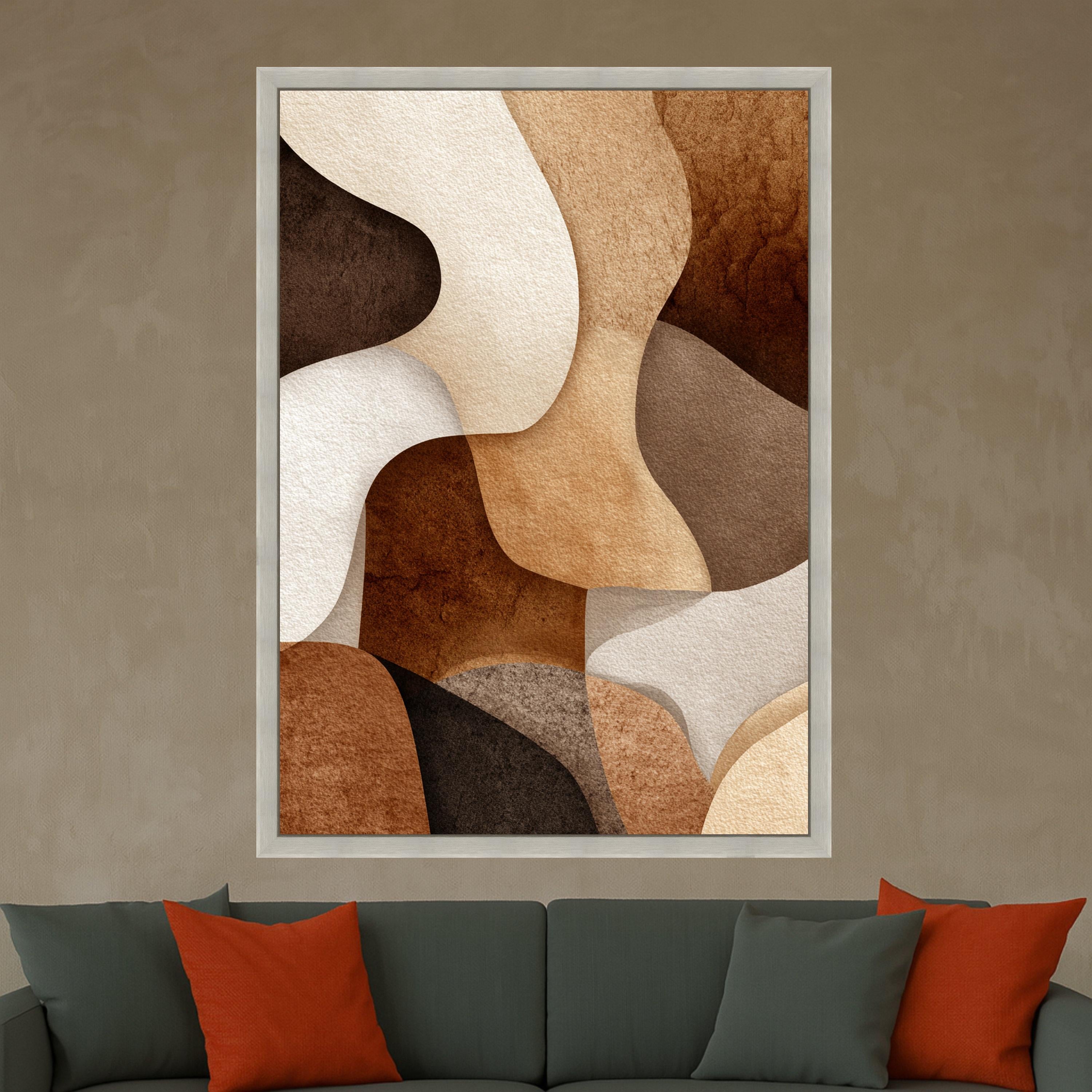 Beige Abstract Shapes Canvas Wall Art, Modern Organic Forms, Neutral Tones Canvas, Contemporary Home Decor, Wall Art Design