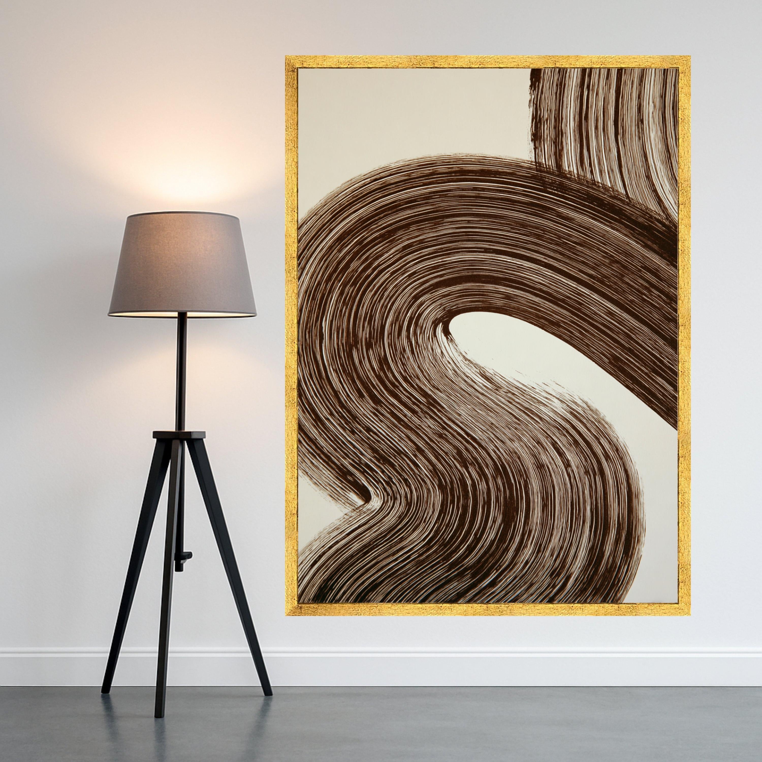 Abstract Brown Swirl Canvas, Modern Minimalist Wall Art, Earth Tone Home Decor, Contemporary Canvas Painting, Ready to Hang Artwork