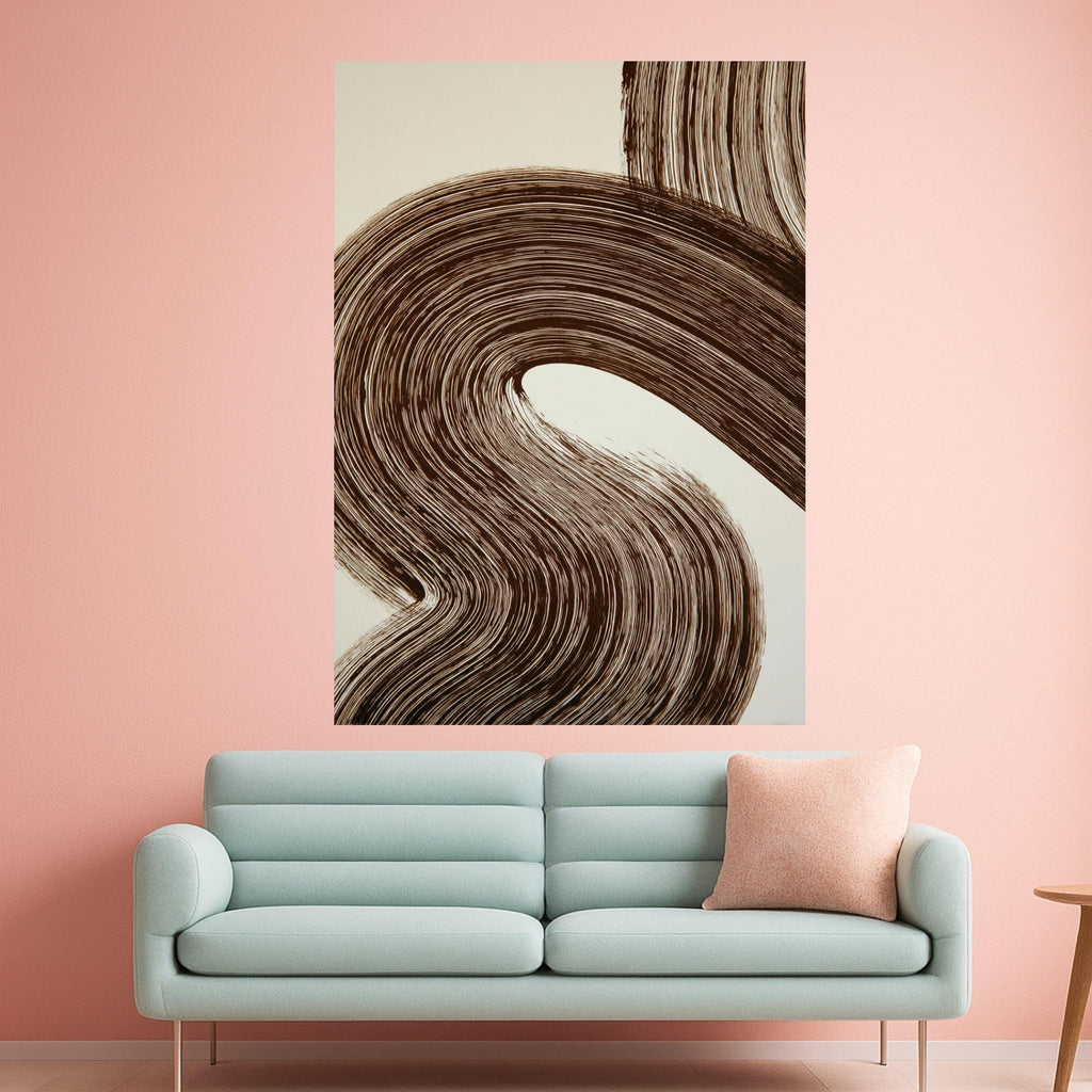 Abstract Brown Swirl Canvas, Modern Minimalist Wall Art, Earth Tone Home Decor, Contemporary Canvas Painting, Ready to Hang Artwork