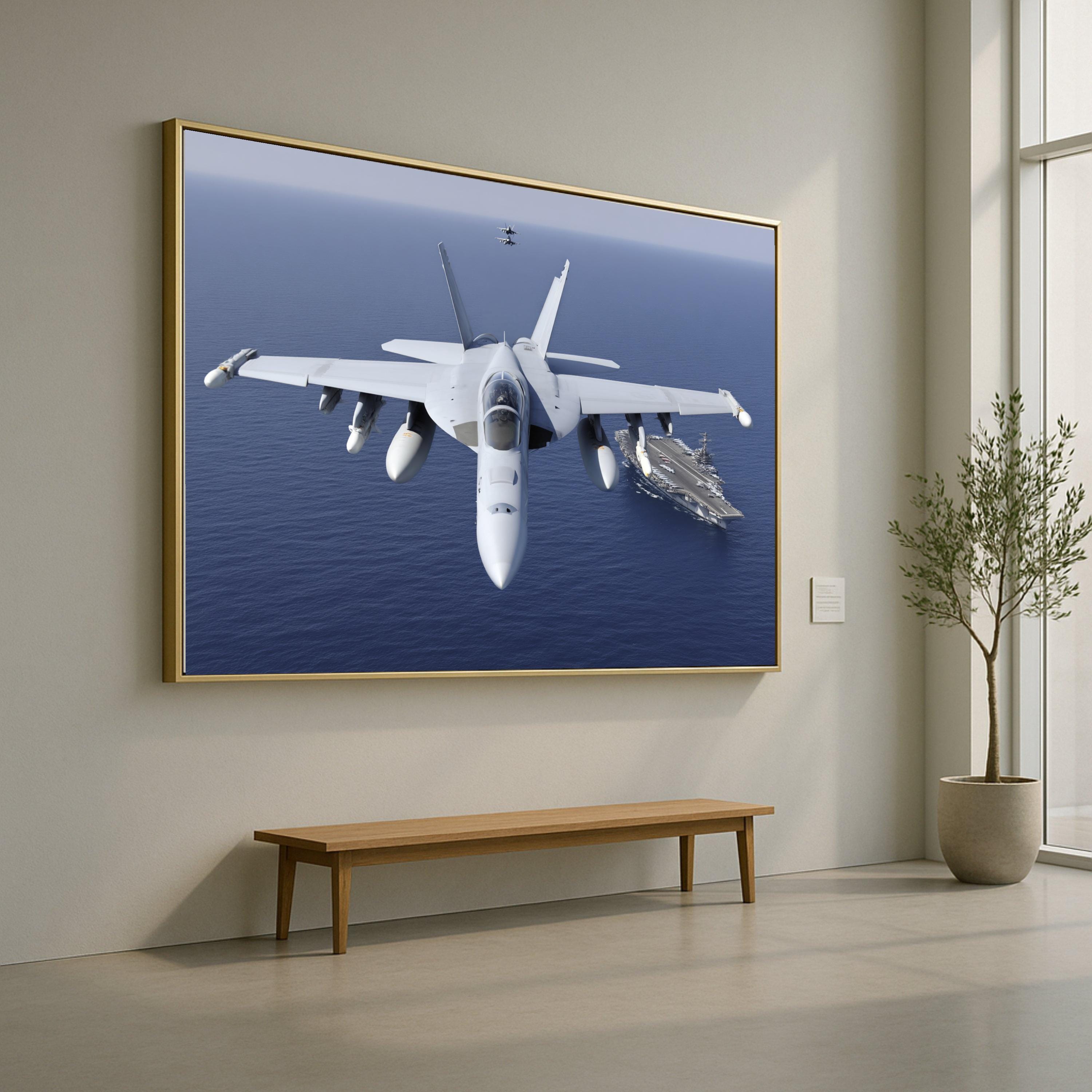 Military Jet Fighter Formation, Aircraft Carrier Canvas, Navy Aviation Wall Art, Modern Warplane Art, Navy Fleet Canvas Decoration
