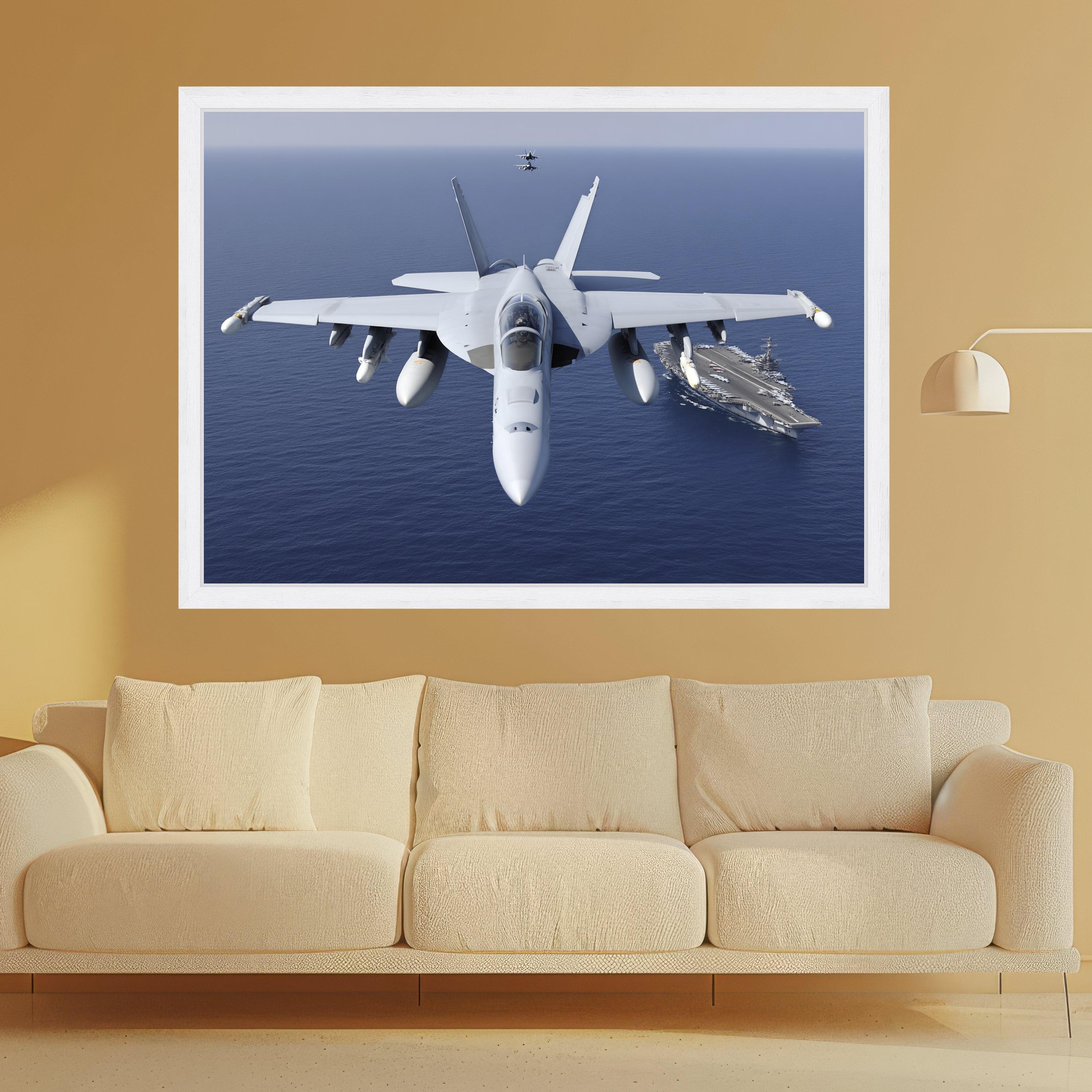 Military Jet Fighter Formation, Aircraft Carrier Canvas, Navy Aviation Wall Art, Modern Warplane Art, Navy Fleet Canvas Decoration