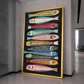 Colorful Sardine Fish Canvas, Nautical Wall Art, Modern Ocean Decor, Vibrant Sea Life Painting, Coastal Canvas Print, Ready to Hang