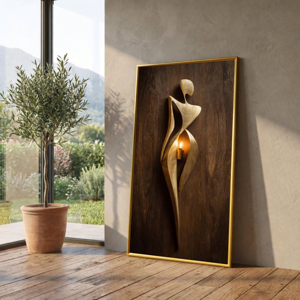 Abstract Sculpture Canvas Wall Art, Modern Figurative Design, Gold Art, Contemporary Home Decoration, Elegant Wall Hanging