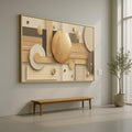 Modern Geometric Circles Canvas Wall Art, Abstract Design, Neutral Gold and Beige Decorative Artwork, Contemporary Home Decor