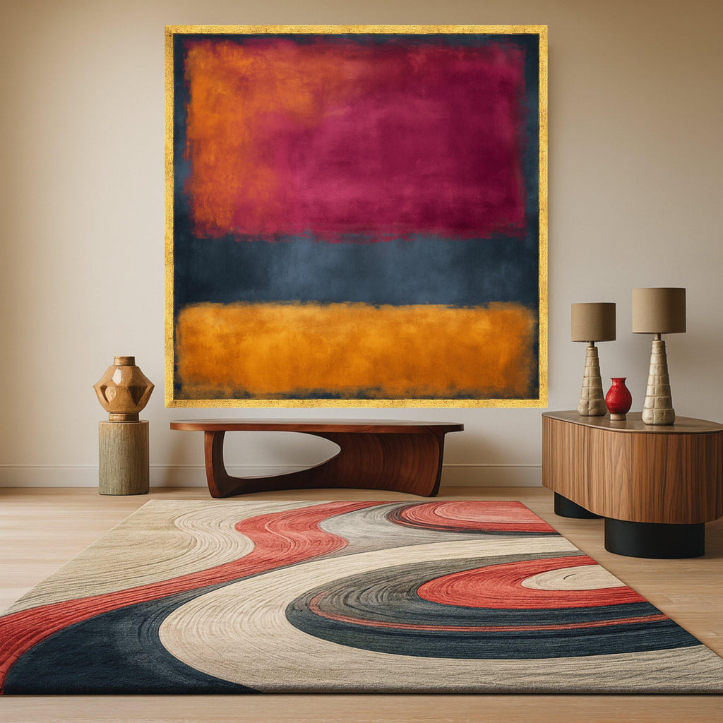 Mark Rothko Abstract Wall Art, Modern Minimalist Painting, Deep Red and Orange Rectangles, Contemporary Home Decor, Ready to Hang
