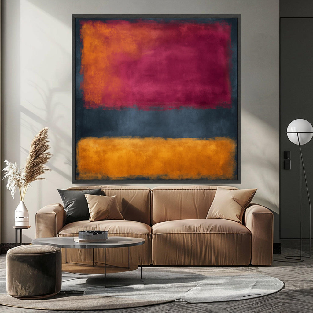 Mark Rothko Abstract Wall Art, Modern Minimalist Painting, Deep Red and Orange Rectangles, Contemporary Home Decor, Ready to Hang