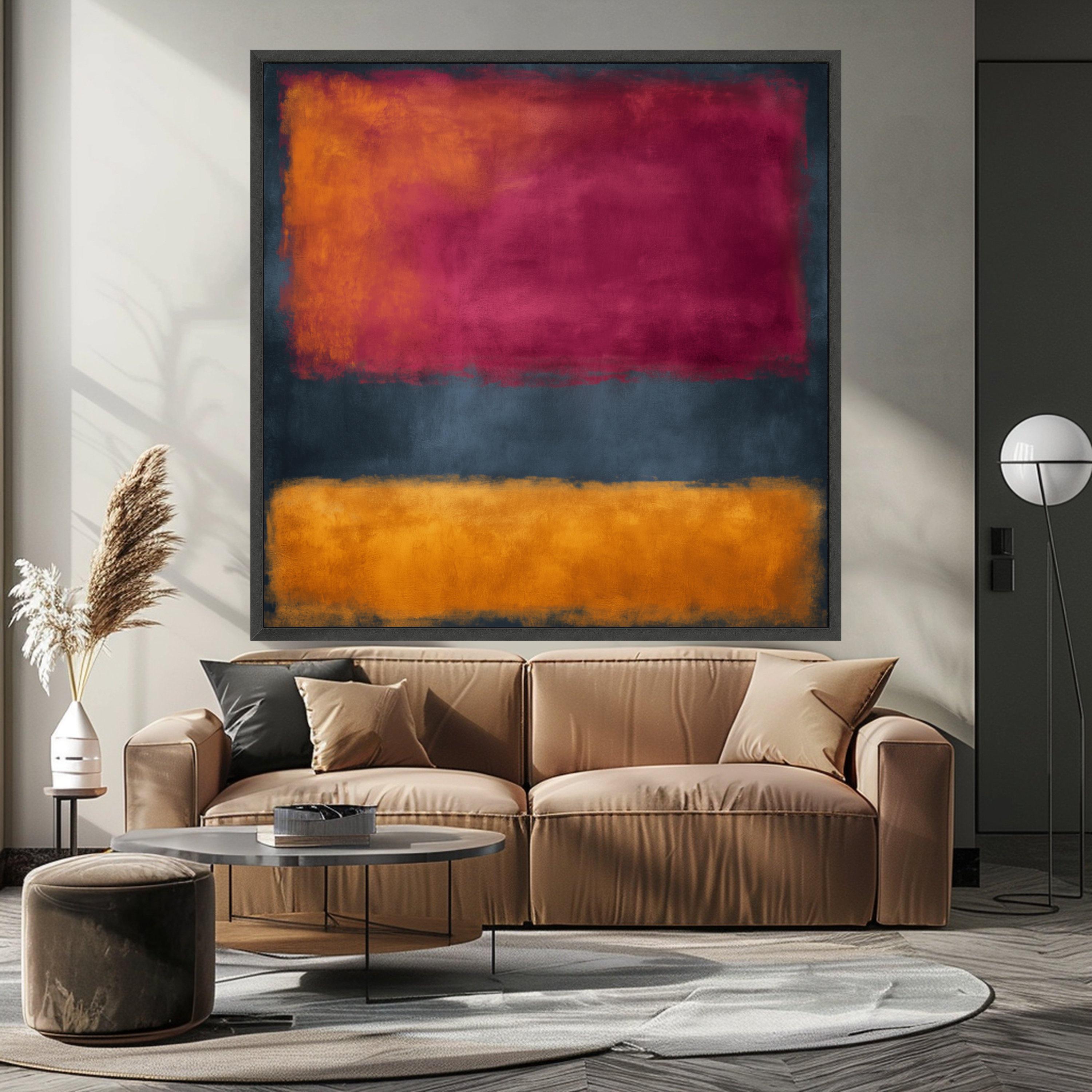 Mark Rothko Abstract Wall Art, Modern Minimalist Painting, Deep Red and Orange Rectangles, Contemporary Home Decor, Ready to Hang