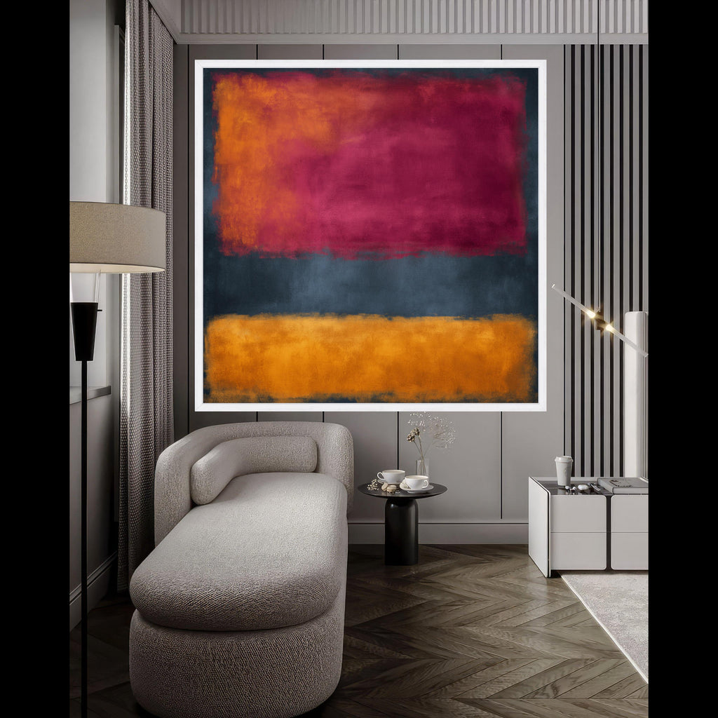 Mark Rothko Abstract Wall Art, Modern Minimalist Painting, Deep Red and Orange Rectangles, Contemporary Home Decor, Ready to Hang