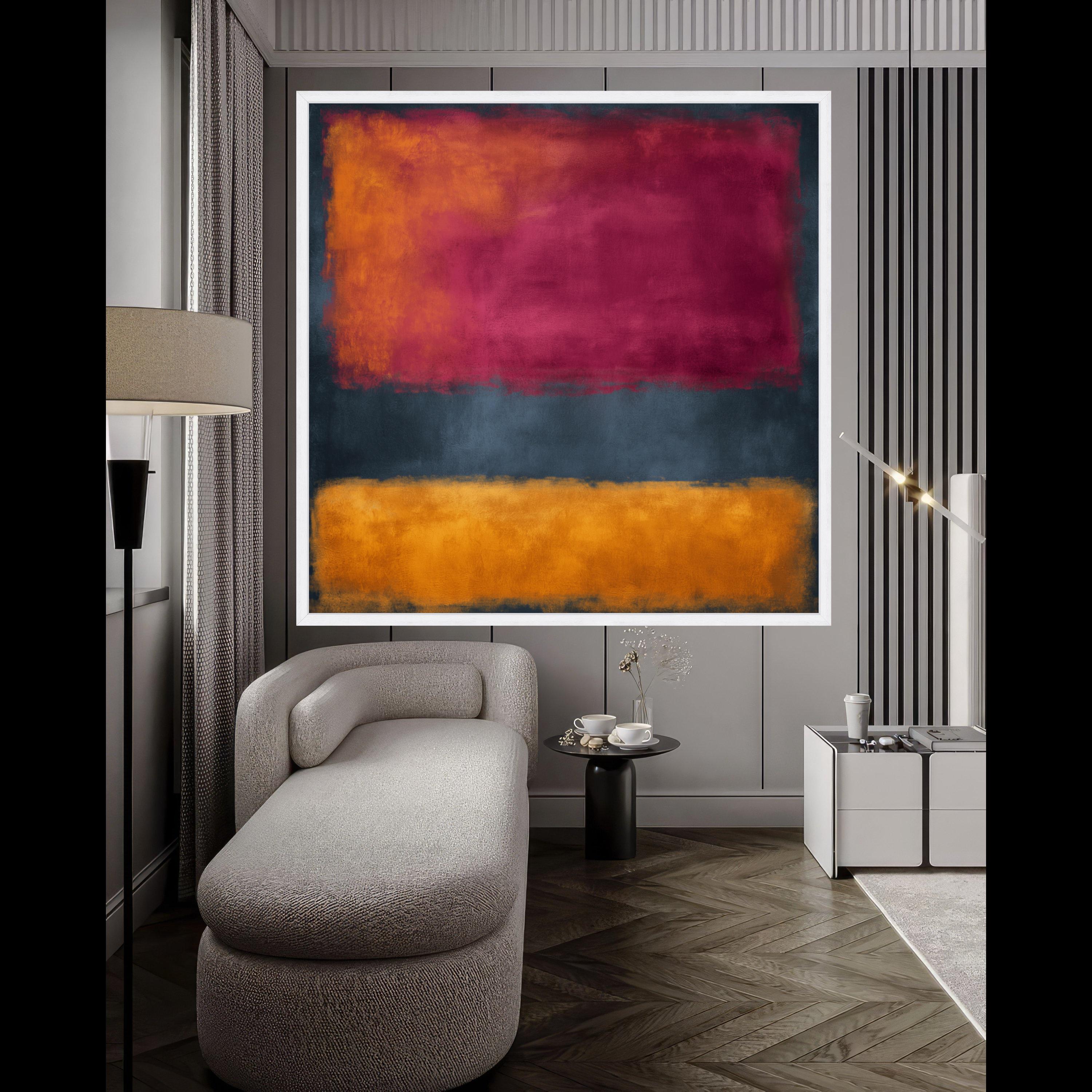 Mark Rothko Abstract Wall Art, Modern Minimalist Painting, Deep Red and Orange Rectangles, Contemporary Home Decor, Ready to Hang